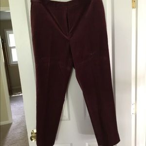 Ann Taylor Burgundy Velvet ankle pants. size 14